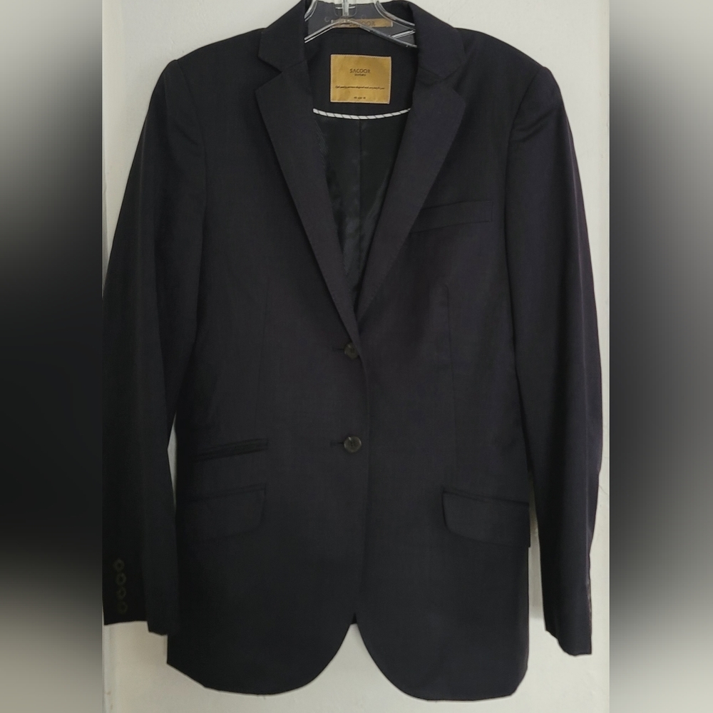 Sacoor Brothers Black 4 Seasons Wool Tailored Blazer Womens 40/6 US Double Vent
